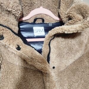 SAM New York Girl size 14 Tan Puffer Sherpa Jacket Duck Down